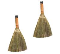 2 pieces straw broom, rice straw broom, garden, sweeping, handmade bamboo, dust, garden tool for indoor and outdoor cleaning tool