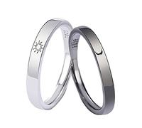 Asotagi 2 pieces sun moon wedding rings partner rings adjustable rings set for best friend sun moon ring women gift