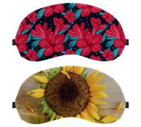 2 Pieces Sunflower Yellow Flower Plant Eye Mask, Sleep Mask for Side Sleeper, Soft Sleeping Eye Mask for Women Men, Complete Light Blocking, Zero Pressure Night Blindfold