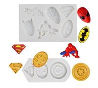 2 Pieces Superhero Themed Silicone Fondant Mold for Cookies, Candy, and Chocolate