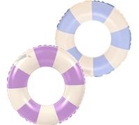 2 Pieces Swimming Ring Adult Air Mattress Swimming Hoop Inflatable Swimming Pool Float, Swimming Ring Tube for Summer Pool Party (Blue + Purple)