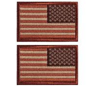 2 Pieces Tactical USA Flag Patch American Flag US United States of America Regular and Reverse Military Uniform Emblem Patches (Brown mud - 2 Packs Reverse)