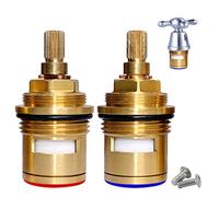 2 Pieces Tap Cartridge, Brass Valve Cartridges Universal Tap Replacement Valves Pair 1/4 Turn Mixer Premium Disc Valve Tap Cartridge Valves with 2 Solid Screws for Kitchen Shower Bathroom (Hot Cold)