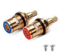 2 Pieces Tap Cartridge, Universal Replacement Tap Valves Brass, Faucet Valve Quarter Turn 1/2 for Bathroom Kitchen (1 Pair Hot & Cold)