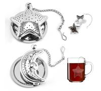 2 Pieces Tea Infuser, Tea Filter, Loose Tea Tea Infuser, Stainless Steel Tea Filter, Star Moon Tea Cup Sieve, Interesting Loose Tea Sieve, Suitable for Teapot, Tea Cup Interesting Tea Sieve