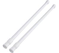 2 Pieces Tension Rod for Curtains, 40-70cm Adjustable Extendable Curtain Poles, No Drill Telescopic White Curtain Pole, Spring Loaded Curtain Rods for Shower, Wardrobe, Door, Cupboards, Clothes