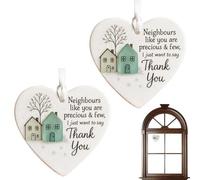 2 Pieces Thank You Neighbours Heart Shaped Ornament, 2D Acrylic Neighbours Like You Are Precious & Few Plaques, Thank Ornament For Christmas Tree Window Door Wall Indoor Leaving Farewell