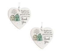2 Pieces Thank You Neighbours Heart-Shaped Ornament, 8x7.5x1cm, Friendship 2D Acrylic Ornament For Outdoor Christmas Tree, Moving Presents, Keepsake Gift For Wall Window Door