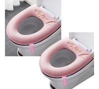 2 Pieces Thicker Bathroom Soft Toilet Seat Cover Pad with Handle Toilet Lid Cover Cushion Soft Thicker Washable Fits All Oval Toilet Seats