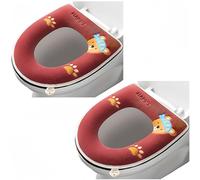 2 Pieces Thicker Bathroom Soft Toilet Seat Cover Pad with Handle Toilet Lid Cover Cushion Soft Thicker Washable Fits All Oval Toilet Seats