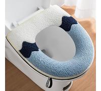 2 Pieces Thicker Bathroom Soft Toilet Seat Cover Pad with Handle Toilet Lid Cover Cushion Soft Thicker Washable Fits All Oval Toilet Seats Gray