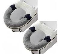 2 Pieces Thicker Bathroom Soft Toilet Seat Cover Pad with Handle Toilet Lid Cover Cushion Soft Thicker Washable Fits All Oval Toilet Seats
