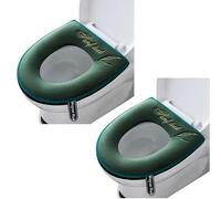 2 Pieces Thicker Bathroom Soft Toilet Seat Cover Pad with Handle Toilet Lid Cover Cushion Soft Thicker Washable Fits All Oval Toilet Seats Green