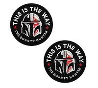 2 Pieces This is The Way Mandalorian Helmet Mask Tactical Bounty Hunter Patch Funny Morale Military Emblem Embroidery Hook and Loop Patch for Jacket Backpacks Clothes Vest Uniforms