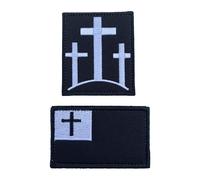 2 Pieces Three Crosses Christian Cross Tactical Morale Hook and Loop Patch for Clothes Jeans Bags Backpack T-Shirts Shoes Hats (White)