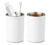 2 Pieces Toothbrush Holder, Magnetic Mouthwash Cup, Stainless Steel Toothbrush Cup, 400ml Wall Mounted for Bathroom, Washroom