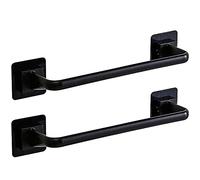 2 Pieces Towel Bar rail, Plastic Wall mount Pot Lid Rack, Self Adhesive Hanger Rail Organizer Holder, Bar Bathroom Accessories, for Kitchen Bathroom Toilet (Black, 24.5 cm)