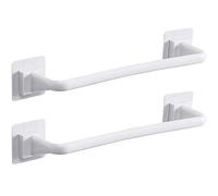 2 Pieces Towel Bar rail, Plastic Wall mount Pot Lid Rack, Self Adhesive Hanger Rail Organizer Holder, Bar Bathroom Accessories, for Kitchen Bathroom Toilet (White, 34 cm)