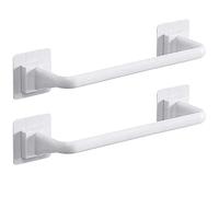 2 Pieces Towel Bar rail, Plastic Wall mount Pot Lid Rack, Self Adhesive Hanger Rail Organizer Holder, Bar Bathroom Accessories, for Kitchen Bathroom Toilet (White, 24.5 cm)