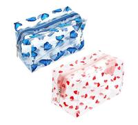 2 Pieces Transparent Cosmetic Bag, Travel Cosmetic Bag, PVC Portable Cosmetic Bag, Large Capacity Storage Bag, Cute Printed Cosmetic Bag