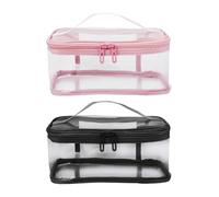 2 Pieces Transparent Cosmetic Bag, Waterproof Cosmetic Bag, Portable Storage Bag, Travel Storage Bag, Portable Skin Care Product Bag, Toiletry Belt, Travel Storage Accessories