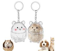 2 Pieces Transparent Pet Hair Keychain 7 * 5 * 3 Cm | Hamster Shaped Keychain | Acrylic Pet Memorial | Container Memorial Bag Charm | Cat & Dog Hair Collector | for Pets Lovers