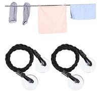 2 Pieces Travel Clothesline Portable Retractable Clothesline with Hooks and Suction Cups Camping Accessories Cruise Essentials for Outdoor and Indoor Use (Black)