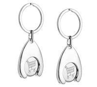 2 Pieces Trolley Token, Shopping Trol ley Token, Stainless Steel Unlock Release Trolley Token Keyrings, Portable Mini Removable Trolley Tokens Keyring for Supermarket Grocery Shopping Cart