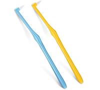 2 Pieces Tuft Toothbrush Tufted Brush, Slim Interspace Teeth Brushes Trim Tooth Toothbrush for Detail Cleaning (Yellow, Blue)