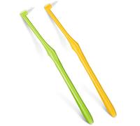 2 Pieces Tuft Toothbrush Tufted Brush, Slim Interspace Teeth Brushes Trim Tooth Toothbrush for Detail Cleaning (Green, Yellow)