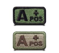 2 Pieces Type A+ POS Positive Green Brown Tactical Patches,Full Embroidered Emblem Appliques Loop and Hook Fastener Military Funny Flag Patch for Clothes,Jacket,Backpacks,Bags,Jeans,Caps,Hats Etc