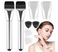 2 Pieces Ultra Thin Foundation Brush, Flat Foundation Brush, Makeup Brush Set with 2 Powder Puffs, Reusable Concealer Brush for Creamy, Foundation, Concealer