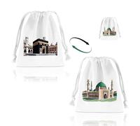 2 Pieces Umrah Essentials Umrah Drawstring Bag Hajj Umrah Travel Bag Umrah Travel Storage Bag 3.94*5.51 inch Guide Umrah Mubarak Gifts With Adjustable Lanyard Ideal For Hajj Dua Cards Pebbles Muslim