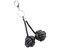2 Pieces Unique Monkey Fist Knot Ball Keychain; Made From Durable Leather, Ideal Backpack Accessory Or Gift(Brown)