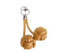 2 Pieces Unique Monkey Fist Knot Ball Keychain; Made From Durable Leather, Ideal Backpack Accessory Or Gift(Yellow)