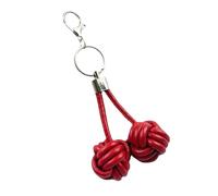 2 Pieces Unique Monkey Fist Knot Ball Keychain; Made From Durable Leather, Ideal Backpack Accessory Or Gift(Red)