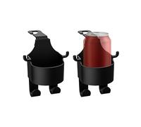 2 Pieces Universal Car Seat Back Hooks with Multifunctional Cup Holder and Headrest Hooks (Black)