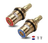 2 Pieces Universal Mixer Tap Cartridge for Bathroom & Kitchen, 1/4 Turn 20 Spline Ceramic Replacement Tap Cartridge Valve, Solid Brass Hot & Cold Tap Inserts