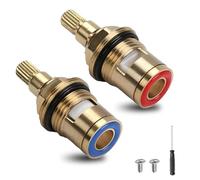 2 Pieces Universal Mixer Tap Cartridge for Bathroom Kitchen, 1/4 Turn 20 Spline Replacement Ceramic Tap Cartridges Tap Valve Solid Brass Ceramic for Kitchen Shower Bathroom Taps