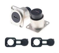 2 pieces USB-C mounting coupling D-type with dust protection, panel mount pass-through adapter made of copper alloy for fast data transfer up to 5 Gbps and charging (sliver)