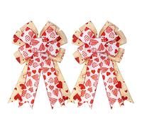 2 Pieces Valentine's Day Bows Decoration Large Bow 10 x 18 Inches Red and White Heart Printed Bow for Valentine's Day Home Party Holiday Indoor Outdoor Basket Ornaments Decorating (Fresh Style)