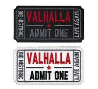 2 Pieces Valhalla Embroidery Military Morale Patch Tactical Emblem Badges Appliques Embroidered Patches - Hook and Loop Fasteners Backing Patches