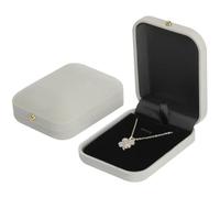 2 Pieces Velvet Necklace Pendant Box, Jewelry Gift Holder Box for Necklace Pendant Bracelet, Small Jewelry Storage Display Case for Christmas Wedding Proposal Birthday Valentine's Day (Grey)