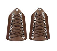 2 Pieces Viking L Armour Men Medieval Bracers Armor Adjustable Arm Gauntlet Vintage Leather Wrist Guards Archery Bracers for LARP, Cosplay, Halloween Costume (Brown)