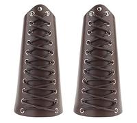 2 Pieces Viking Leather Bracers, Medieval Cuff Leather Wristband, Punk Knight Archery Bracers for Men Women (Brown)