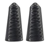 2 Pieces Viking Leather Bracers, Medieval Cuff Leather Wristband, Punk Knight Archery Bracers for Men Women (Black)