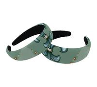 2 Pieces Vintage Abstract Ethnic Iris Pattern Wide Head Bands Hoops for Hair, Padded Thick Women Headbands, Elastic Cute Headband Head Wrap, Wide Top Turban Hair Bands