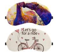 2 Pieces Vintage Let's Go for a Ride Bicycle Sleep Mask for Side Sleeper Men Women, Light Blocking Eye Mask Cover Eyeshade with Adjustable Strap, Night Blindfold