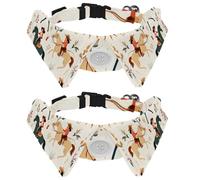2 Pieces Vintage Wild Western Cowgirls Horses Rodeo Cute Dog Collar with Bowtie, Adjustable Shirt Lapel Design Bowtie Pet Collar for Small Dogs Puppies and Cats
