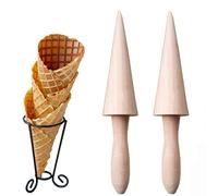 2 pieces waffle and ice cream moulder, waffle cone roller, waffle horn wooden ice cone moulder, suitable for making DIY waffles and ice cream cones (does not include holder)